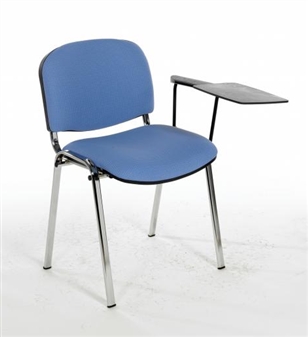 F1CT Stackable Vinyl Chair - One Arm & Writing Tablet - Chrome Frame 