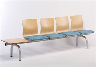 Upholstered Seat Polished Wood Beam Seating