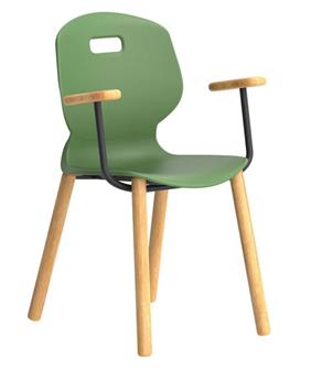 Arc Poly Seat Wooden Leg Chair With Arms