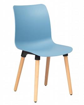 Remy Wooden Leg Poly Seat Chair - Pale Blue Seat