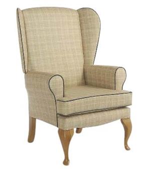 Balmoral Wing Chair With Queen Anne Legs & Shown With Optional Piping
