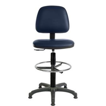 Ergo Medium Back Draughtsman Chair Blue PU
