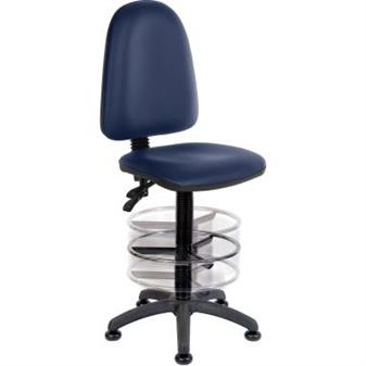Ergo Twin Lever High Back Draughtsman Chair -Blue PU + Adj Arms