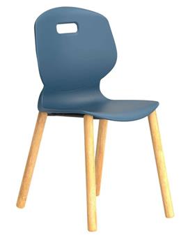 Arc Poly Seat Wooden Leg Chair - Steel Blue