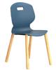 Arc Poly Seat Wooden Leg Chair - Steel Blue